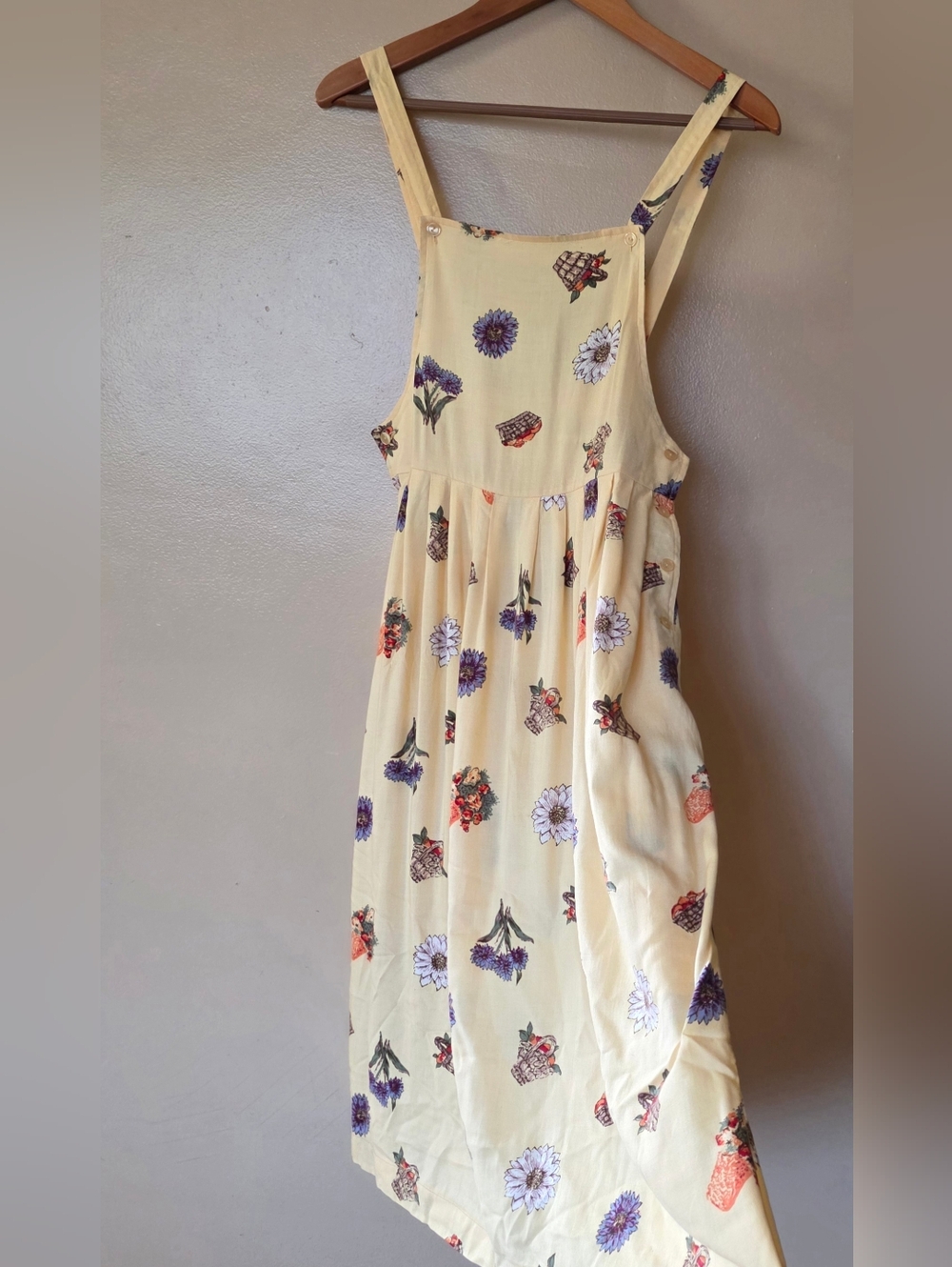 Vtg 90s Cherry Stix Limited Floral Overall Dress Cottagecore Midi Pinafore Retro